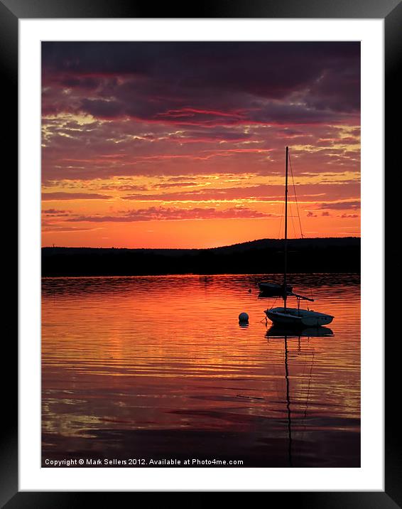 Solitary Sailboat at Sundown Framed Mounted Print by Mark Sellers