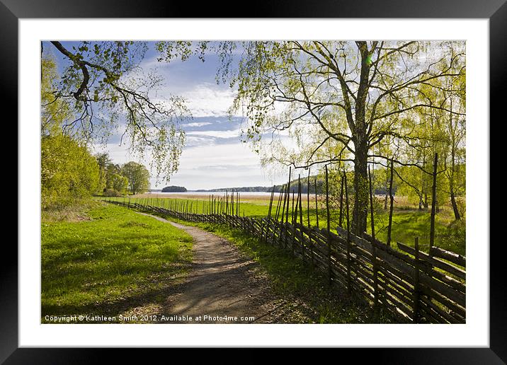 Round pole fence in spring Framed Mounted Print by Kathleen Smith (kbhsphoto)