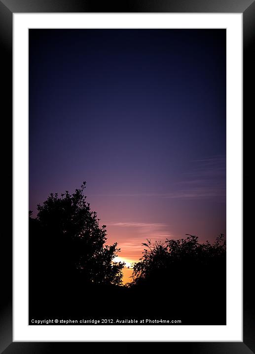 Sunset through the bushes Framed Mounted Print by stephen clarridge