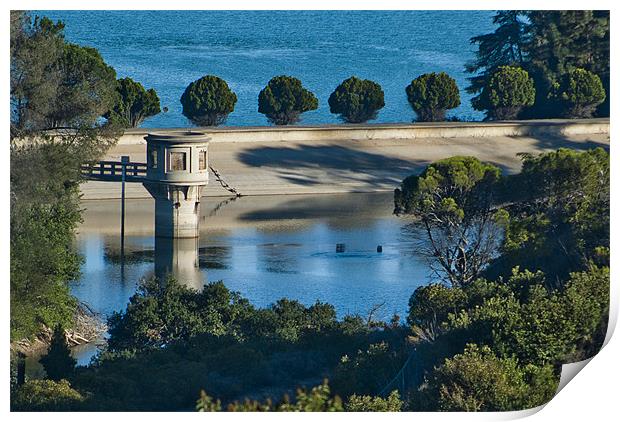 The Reservoir at Lake Hollywood Print by Panas Wiwatpanachat