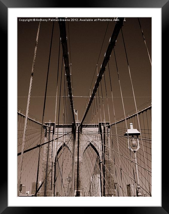 Brooklyn Bridge Framed Mounted Print by Anthony Palmer-Greene
