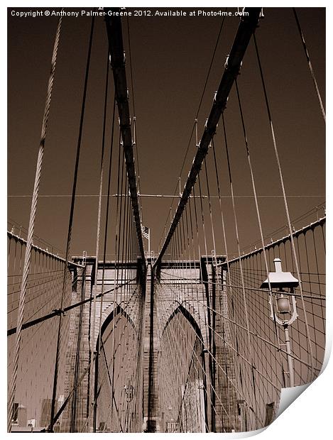 Brooklyn Bridge Print by Anthony Palmer-Greene