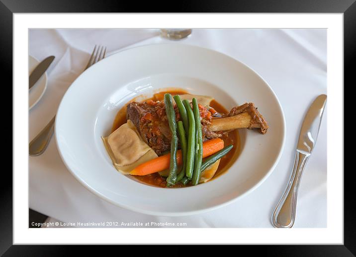 Lamb shank with vegetables Framed Mounted Print by Louise Heusinkveld