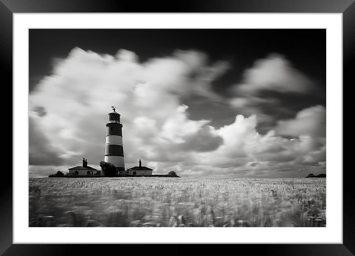 Windswept Happisburgh Lighthouse Framed Mounted Print by Simon Wrigglesworth