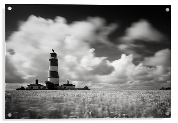 Windswept Happisburgh Lighthouse Acrylic by Simon Wrigglesworth