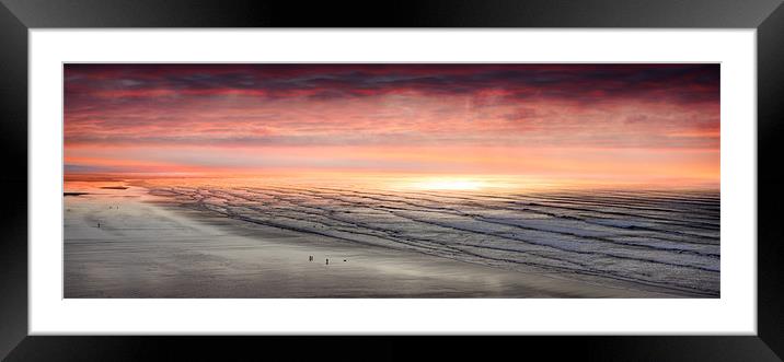 Red Sky over Saunton Sands Devon Framed Mounted Print by Mike Gorton