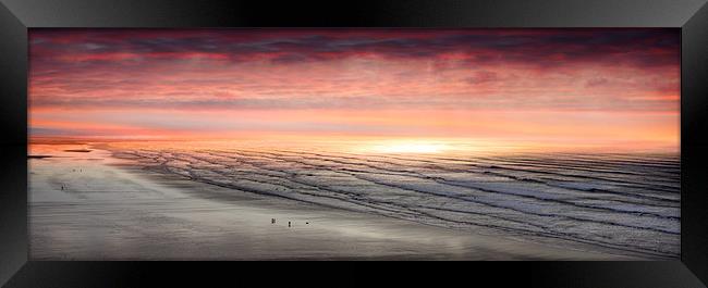 Red Sky over Saunton Sands Devon Framed Print by Mike Gorton