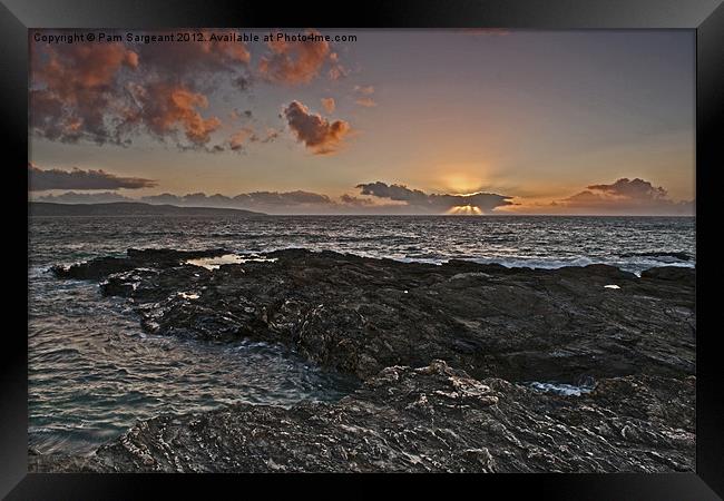 Gwithian Sunset Framed Print by Pam Sargeant