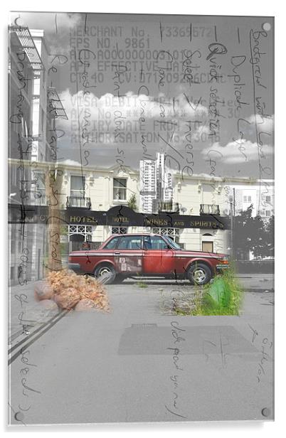 Car Collage Acrylic by Jon Aspinall