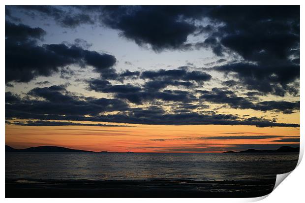 Sunset, cloudscape, Camusdarach beach, Scotland Print by Linda More