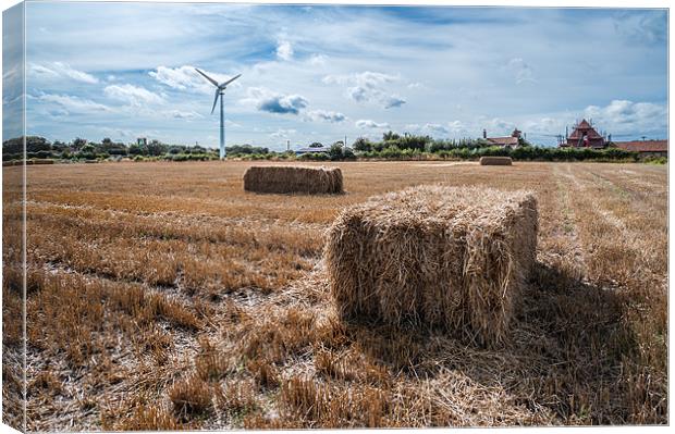 Wind power and straw bales Canvas Print by Stephen Mole