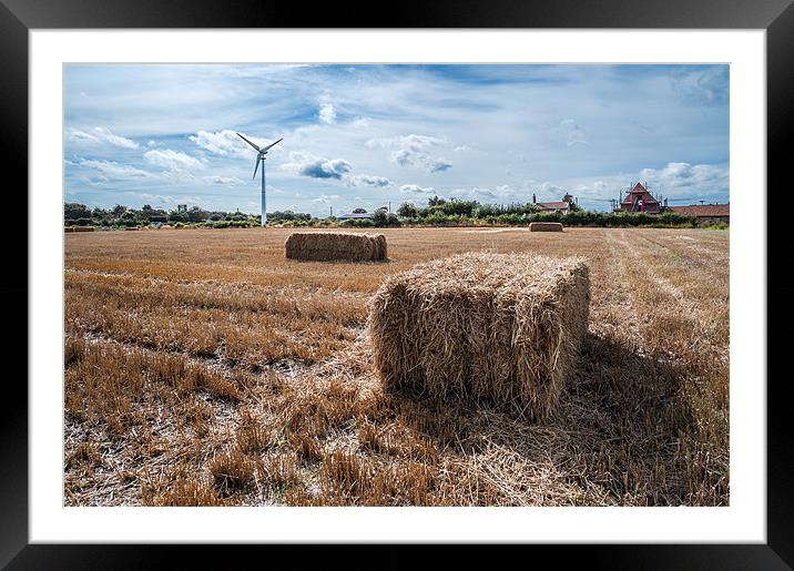 Wind power and straw bales Framed Mounted Print by Stephen Mole