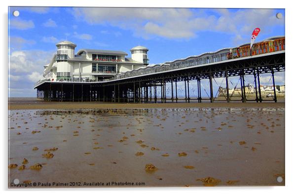 Grand pier Weston-Super-Mare Acrylic by Paula Palmer canvas
