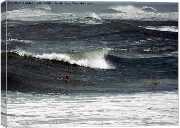 Surfing Out the Hurricane Canvas Print by Susan Medeiros