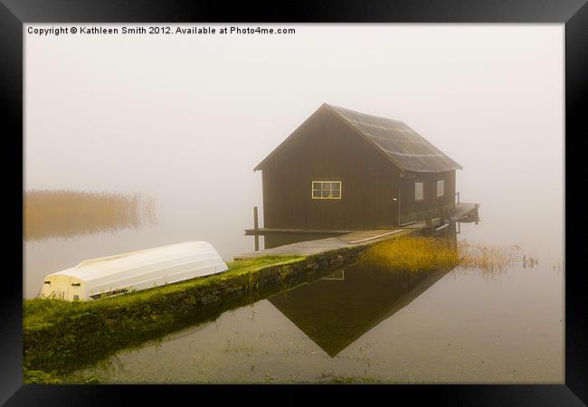 Boat house in mist Framed Print by Kathleen Smith (kbhsphoto)