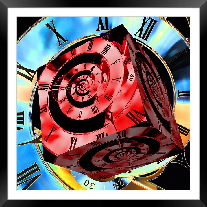 Infinity Time Cube Red on Blue Framed Mounted Print by Steve Purnell