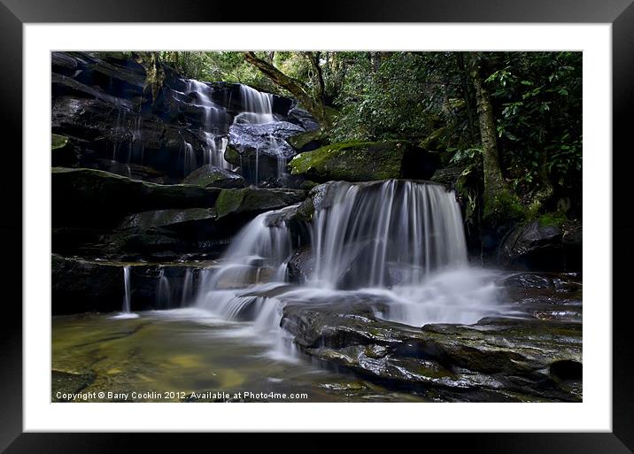Somersby Cascades Framed Mounted Print by Barry Cocklin