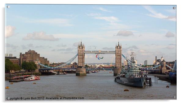 Tower Bridge Paralympic Symbols Acrylic by Lynn Bolt
