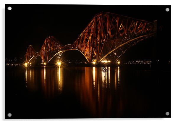 Forth Rail Bridge at Night Acrylic by Andy Anderson