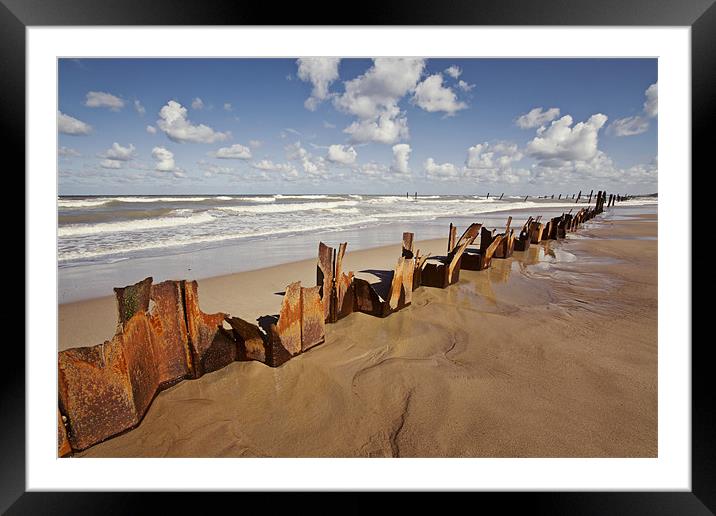 Battered Defences at Happisburgh Framed Mounted Print by Paul Macro