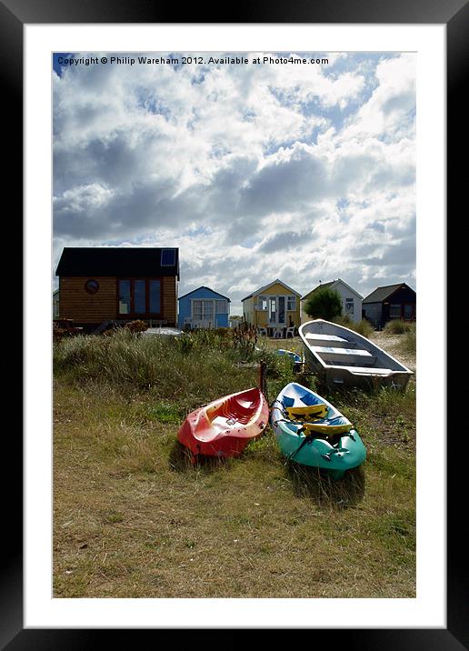 Beach Huts and Boats Framed Mounted Print by Phil Wareham