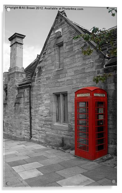 Red Phone Box Acrylic by Ali Brown