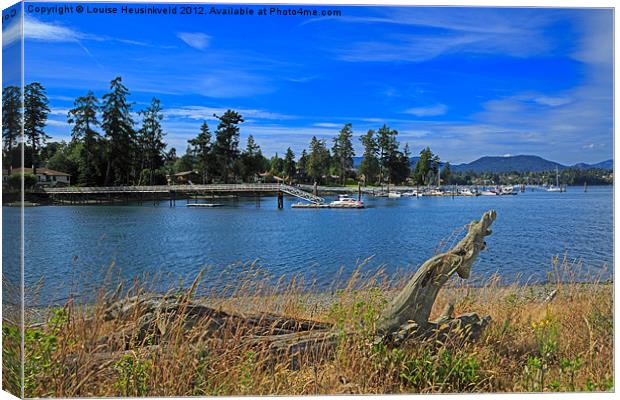 Whiffin Spit and the harbor at Sooke Canvas Print by Louise Heusinkveld