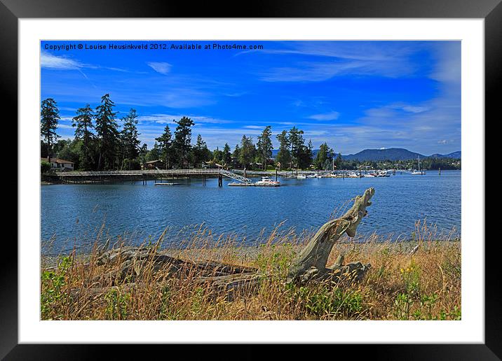 Whiffin Spit and the harbor at Sooke Framed Mounted Print by Louise Heusinkveld