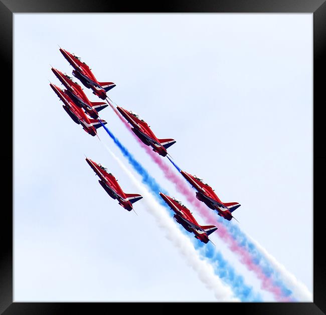 Majestic Red Arrows Formation Framed Print by Mike Gorton