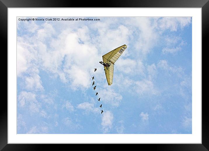 Microlight And Geese Flying Together Framed Mounted Print by Nicola Clark
