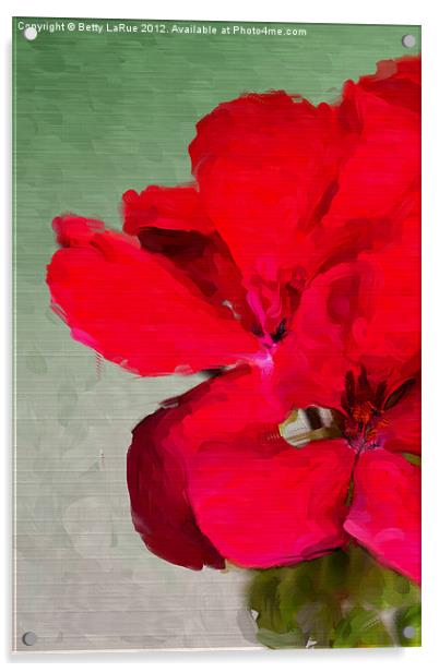 Red Geranium Acrylic by Betty LaRue