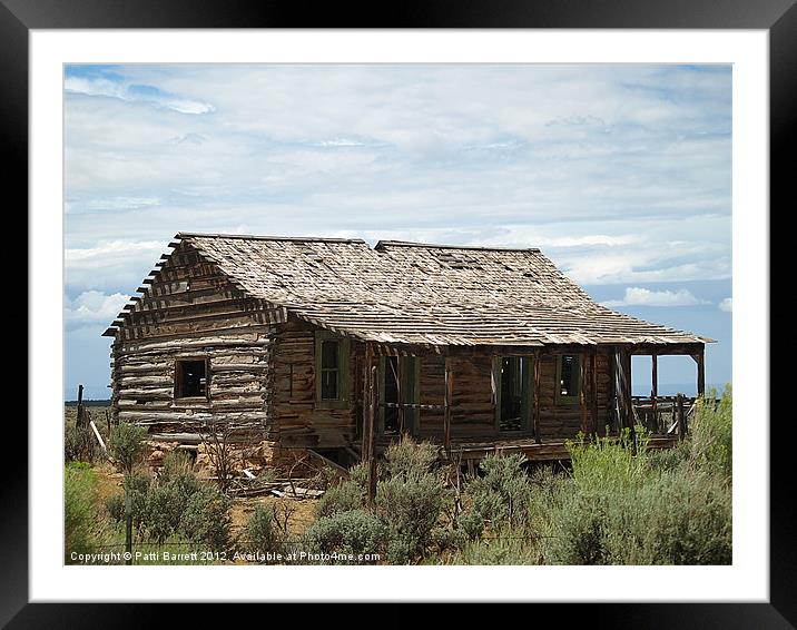 Settlers Log  Cabin, Colorado Framed Mounted Print by Patti Barrett