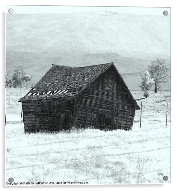 Settler cabin in Winter Acrylic by Patti Barrett