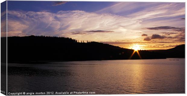 Ladybower at Sunset Canvas Print by Angie Morton