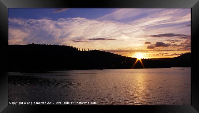 Ladybower at Sunset Framed Print by Angie Morton