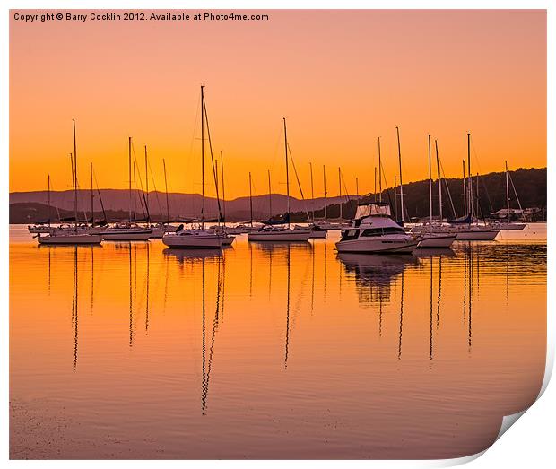 Masts at Sunset Print by Barry Cocklin