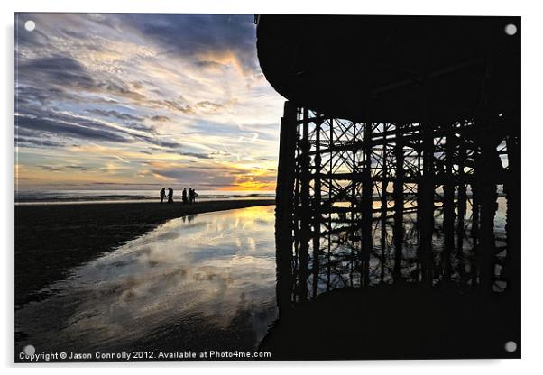 Silhouettes At The Pier Acrylic by Jason Connolly
