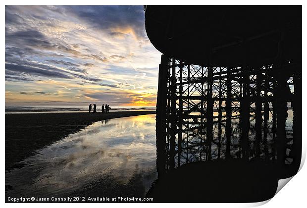 Silhouettes At The Pier Print by Jason Connolly