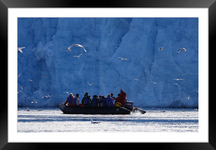 Glaciers and boat Framed Mounted Print by Gail Johnson