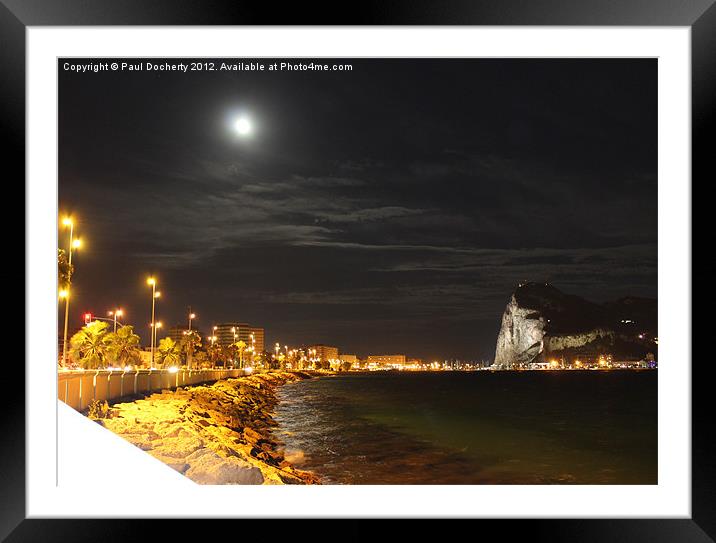 Full Moon Over Gibraltar Framed Mounted Print by Paul Docherty