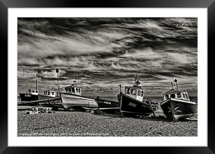Boats at Beer Framed Mounted Print by Pete Hemington