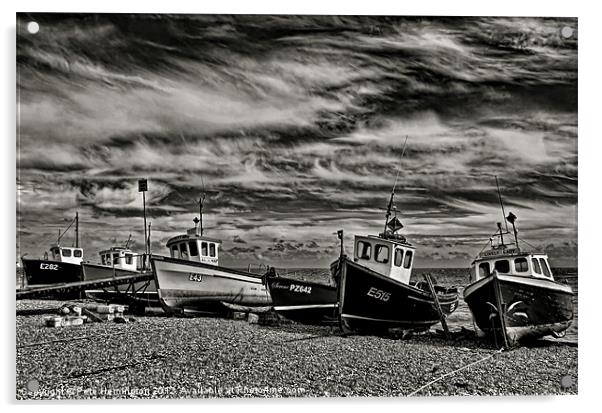 Boats at Beer Acrylic by Pete Hemington