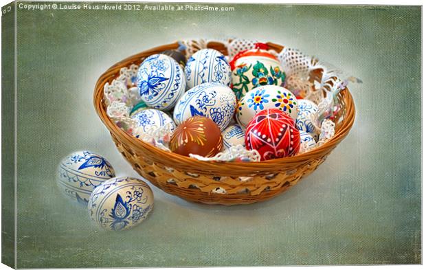 Basket of Easter Eggs Canvas Print by Louise Heusinkveld