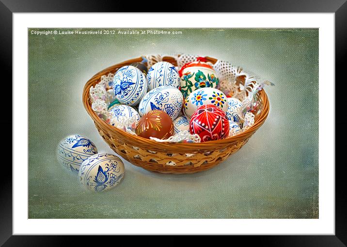 Basket of Easter Eggs Framed Mounted Print by Louise Heusinkveld