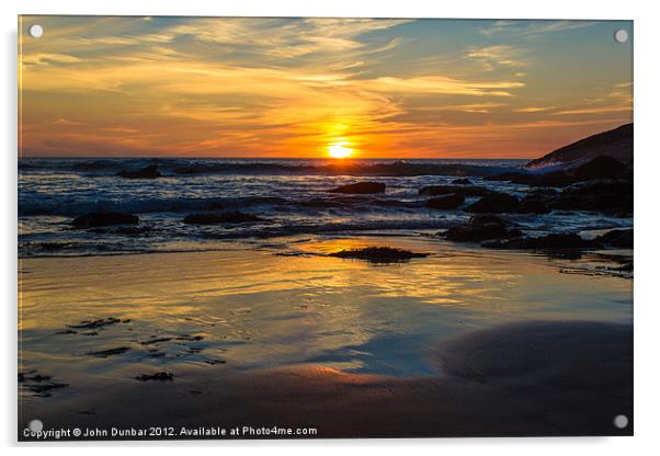 Sunset on Whipsiderry Beach Acrylic by John Dunbar