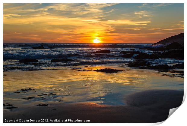Sunset on Whipsiderry Beach Print by John Dunbar