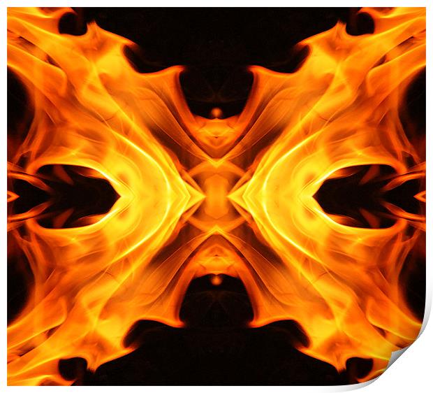 Abstract flames butterfly shape Print by Linda More