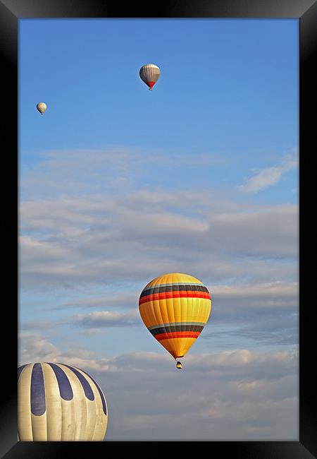 Balloons drifting blue cloudy sky Framed Print by Arfabita  