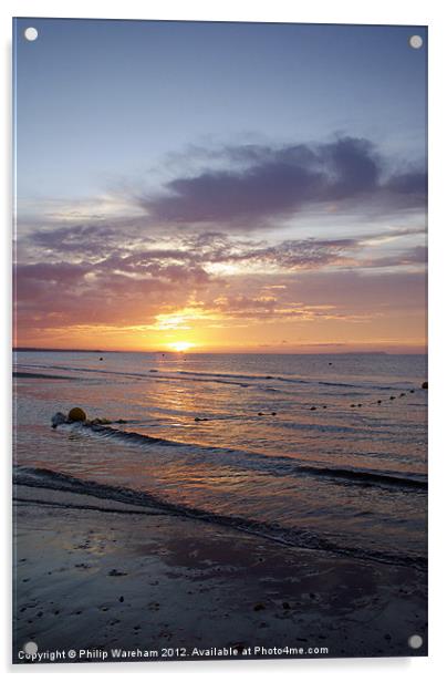 Sunrise over Poole Bay Acrylic by Phil Wareham