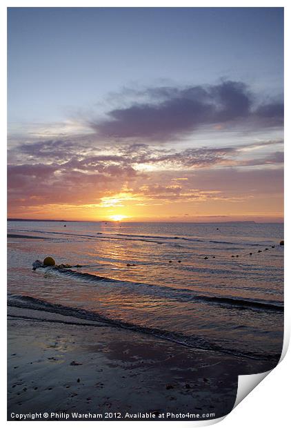 Sunrise over Poole Bay Print by Phil Wareham